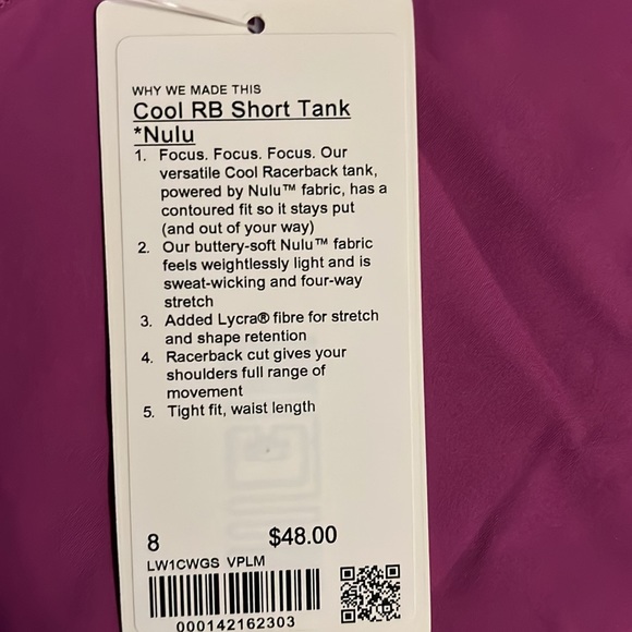 Lululemon Cool RB Short Tank Nulu - Picture 3 of 3